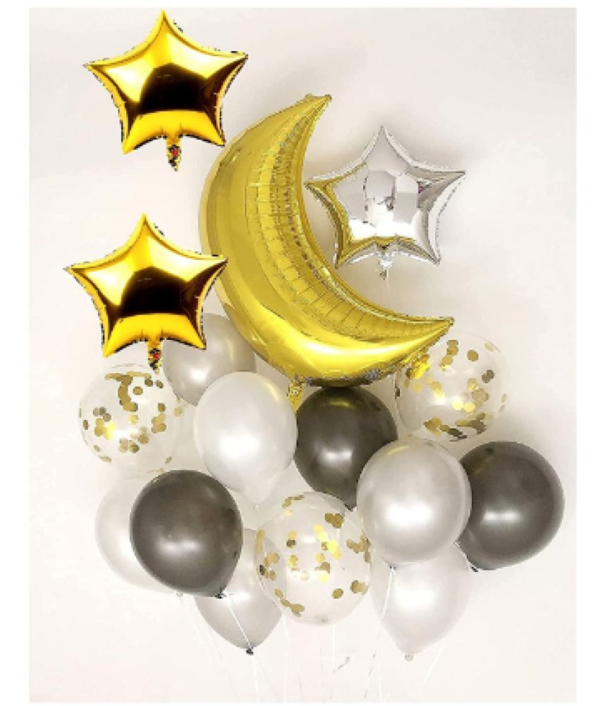     			Blooms EventSweet Moon and Star Balloons Bouquet Baby Shower, Birthday Set of 22 Pcs