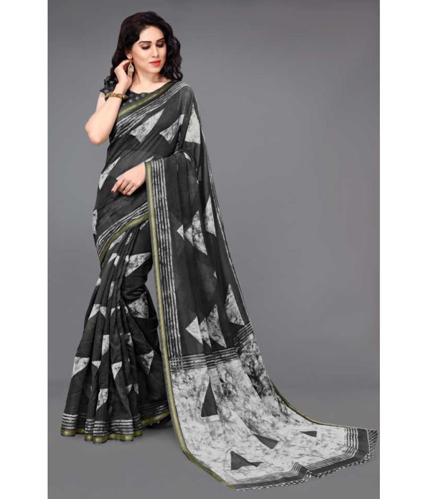     			AARTI SELECTION Black Cotton Saree -