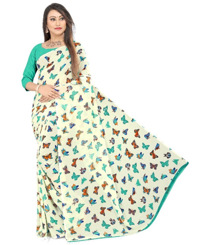     			AARTI SELECTION LightBLue Georgette Saree -