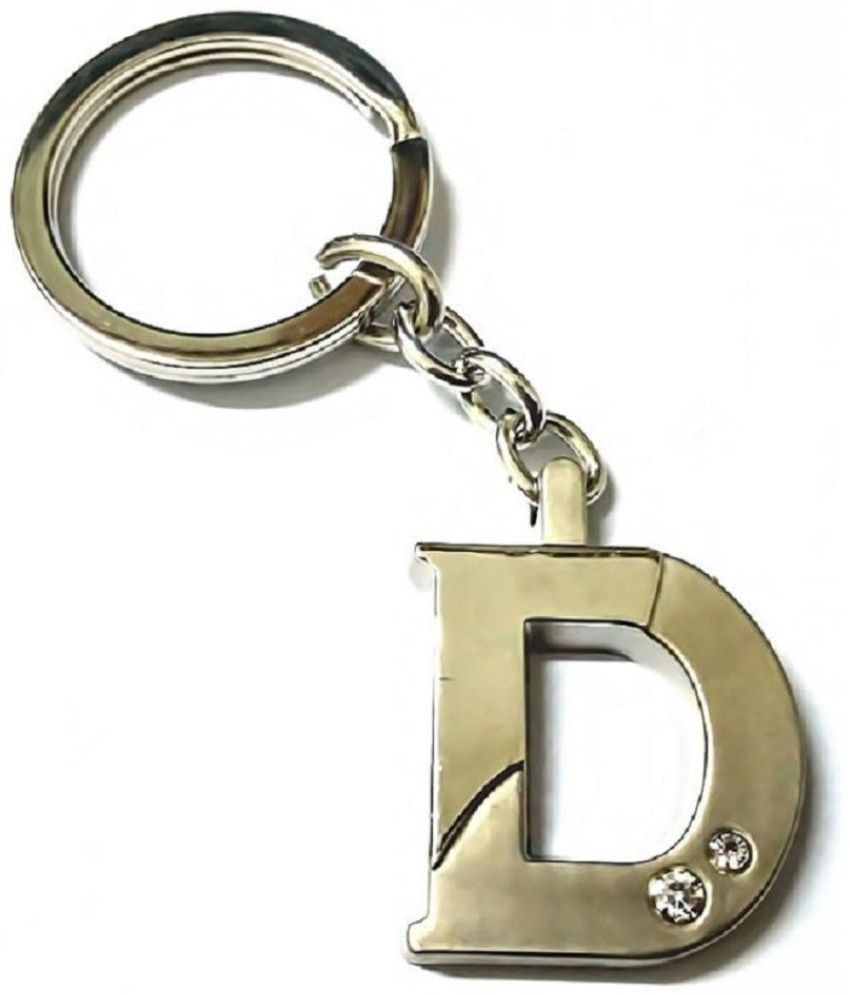     			Americ Style Alphabet D Chrome Metal Finish Keyring Key Chain (Silver)