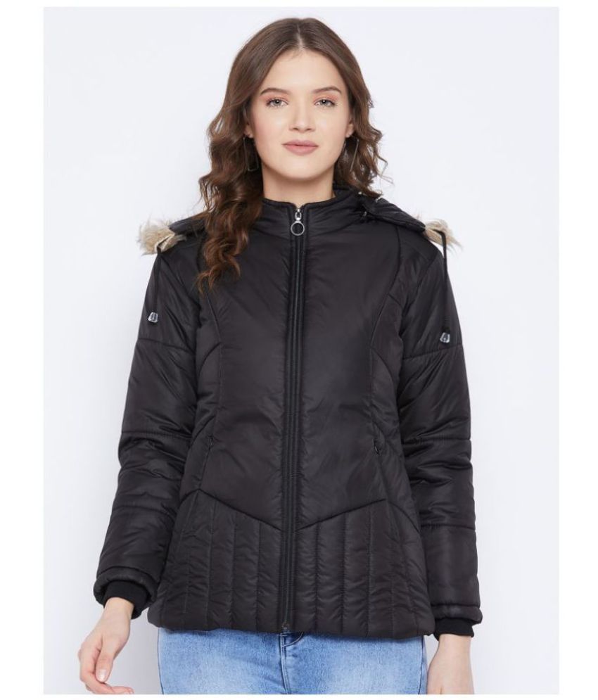 VERO AMORE Polyester Black Hooded Jackets Single