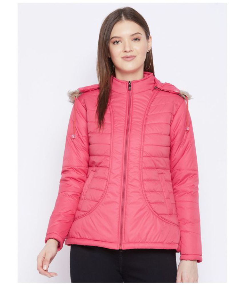 VERO AMORE Polyester Pink Hooded Jackets Single