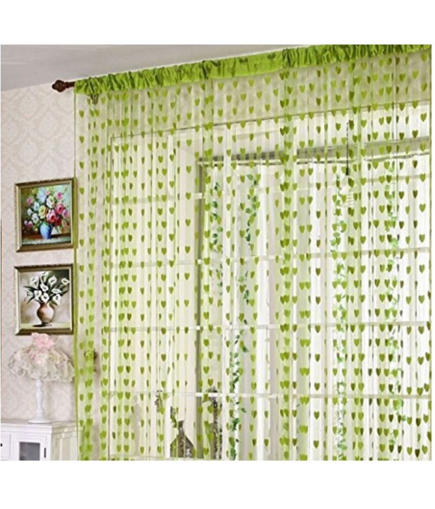     			Tanishka Fabs Others Semi-Transparent Rod Pocket Door Curtain 7 ft Single -Green