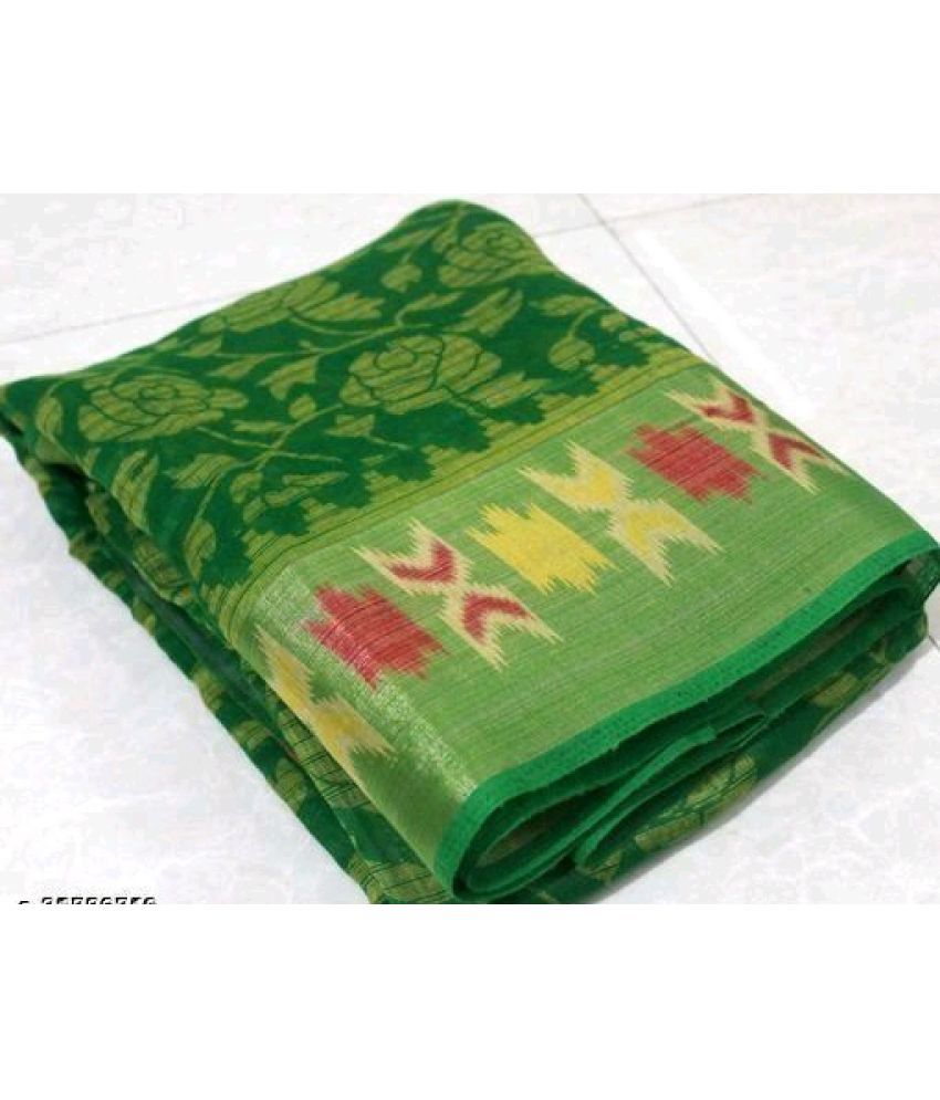     			AARTI SELECTION Green Cotton Saree -