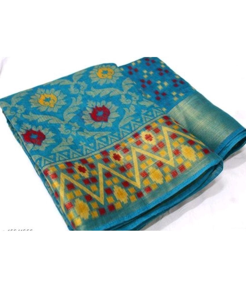     			AARTI SELECTION LightBlue Cotton Saree -