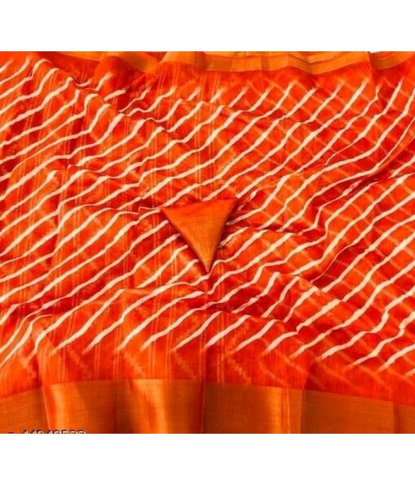     			AARTI SELECTION Orange Cotton Saree -