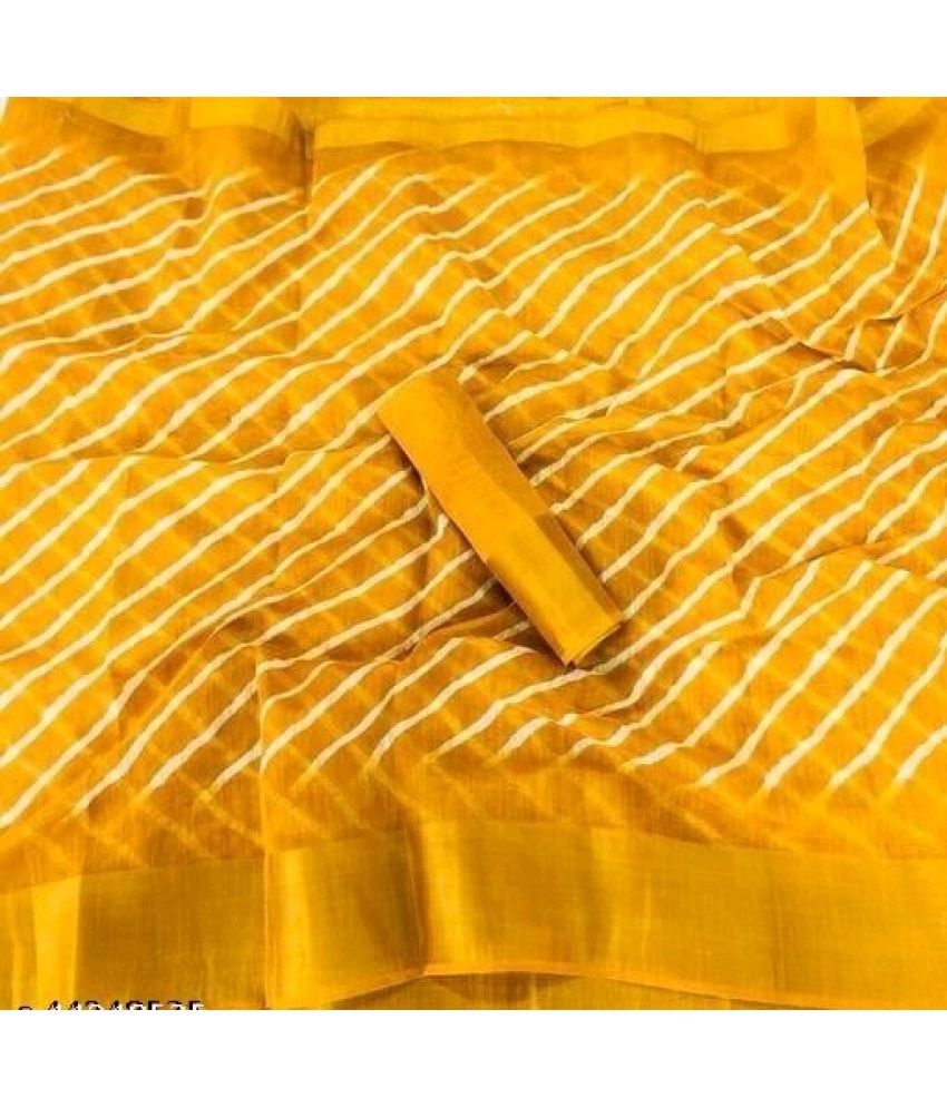     			AARTI SELECTION Yellow Cotton Saree -