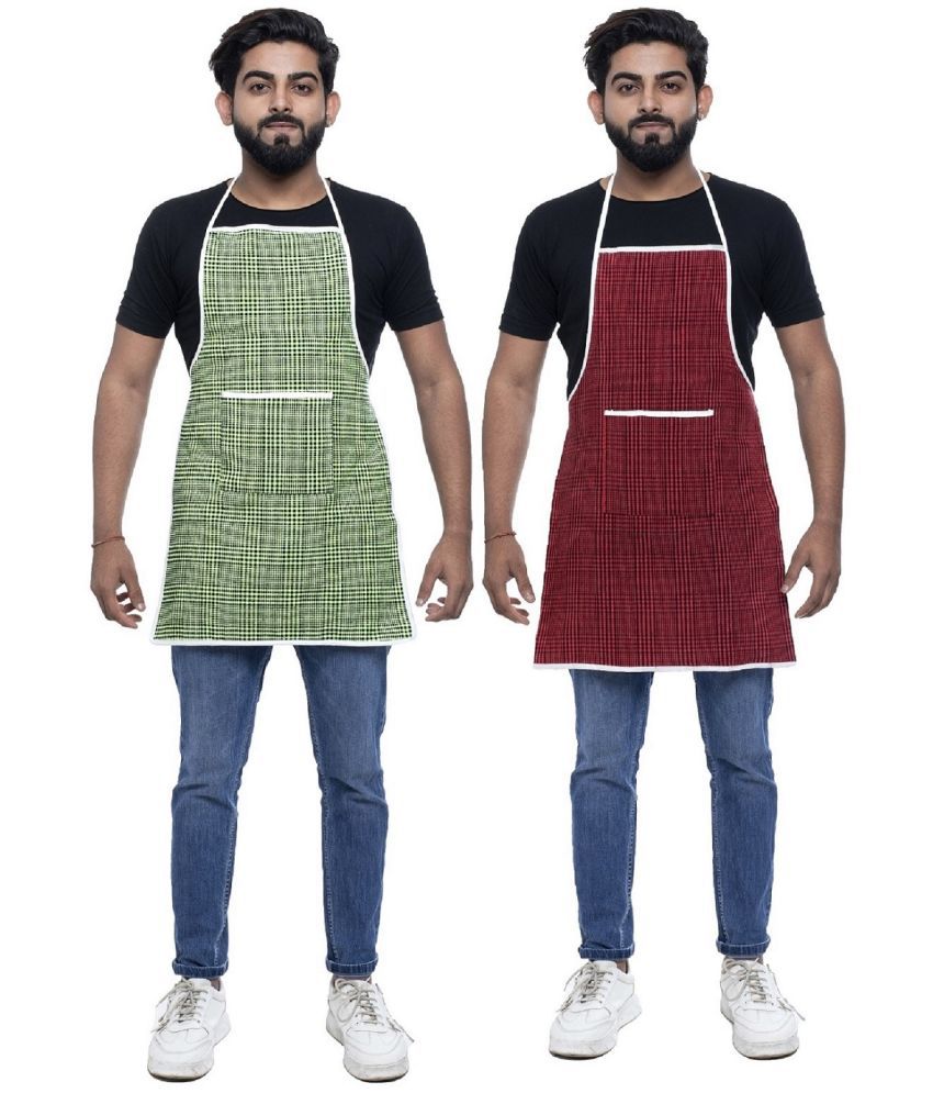 GLUN Waterproof Unisex Kitchen Apron with Centre Pocket With Extra Long Waist Strap Pack Of 2