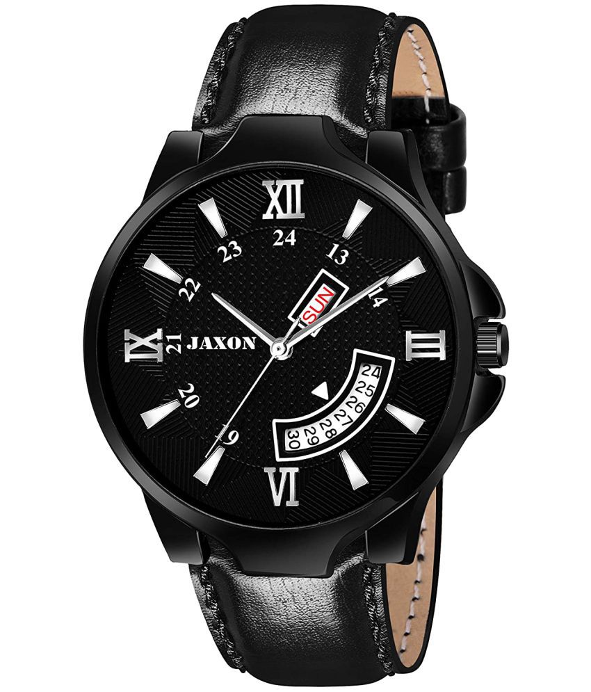     			JAXON MWJ-518 Black Dial Leather Analog Men's Watch
