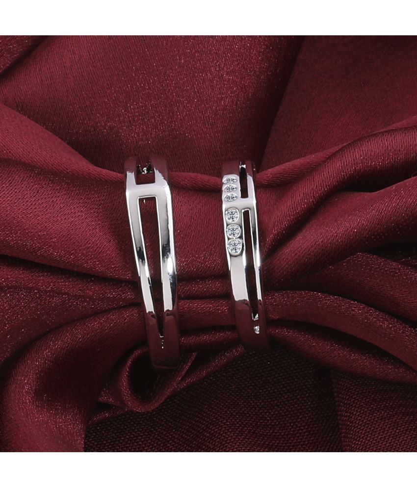     			Paola Special Couple Ring For Valentines Lovers Ring Silver Plated Adjustable Ring Set Women And Men