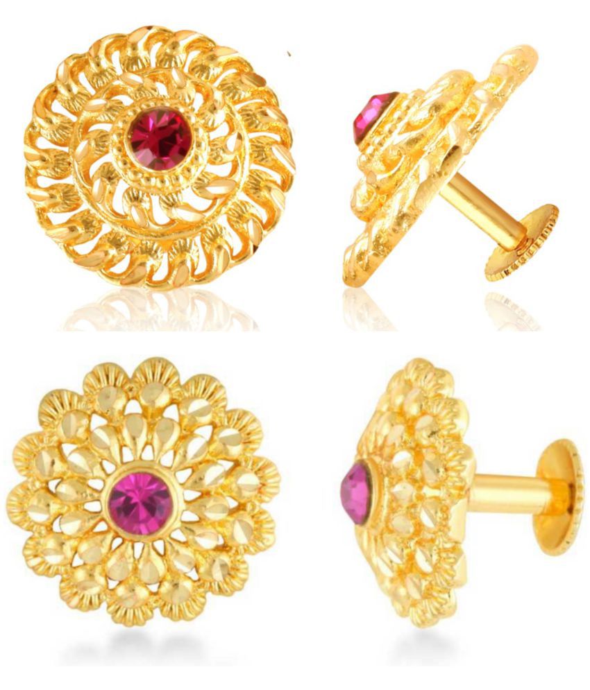     			Vighnaharta Everyday wear Gold plated alloy Earring, Flower Earring, Round Earring, Fancy Earring, Stud Earring for Women and Girls ( Pack of -2 pair Earring) {VFJ1234-1400ERG}