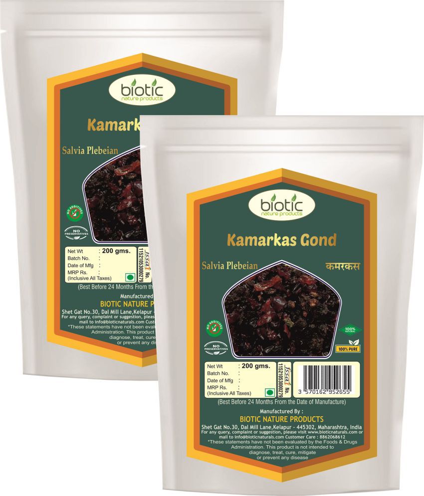 Biotic Kamarkas Gond (Salvia Plebeian)Palash Chunia Gondh Gummy 400 gm Pack of 2