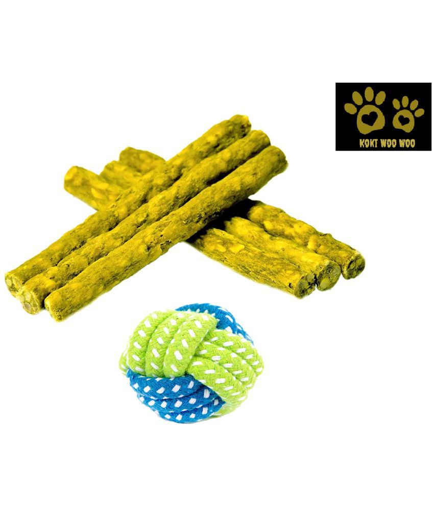     			KOKIWOOWOO Dog Chicken Chew Stick 450 Gm With Rope Toy Ball