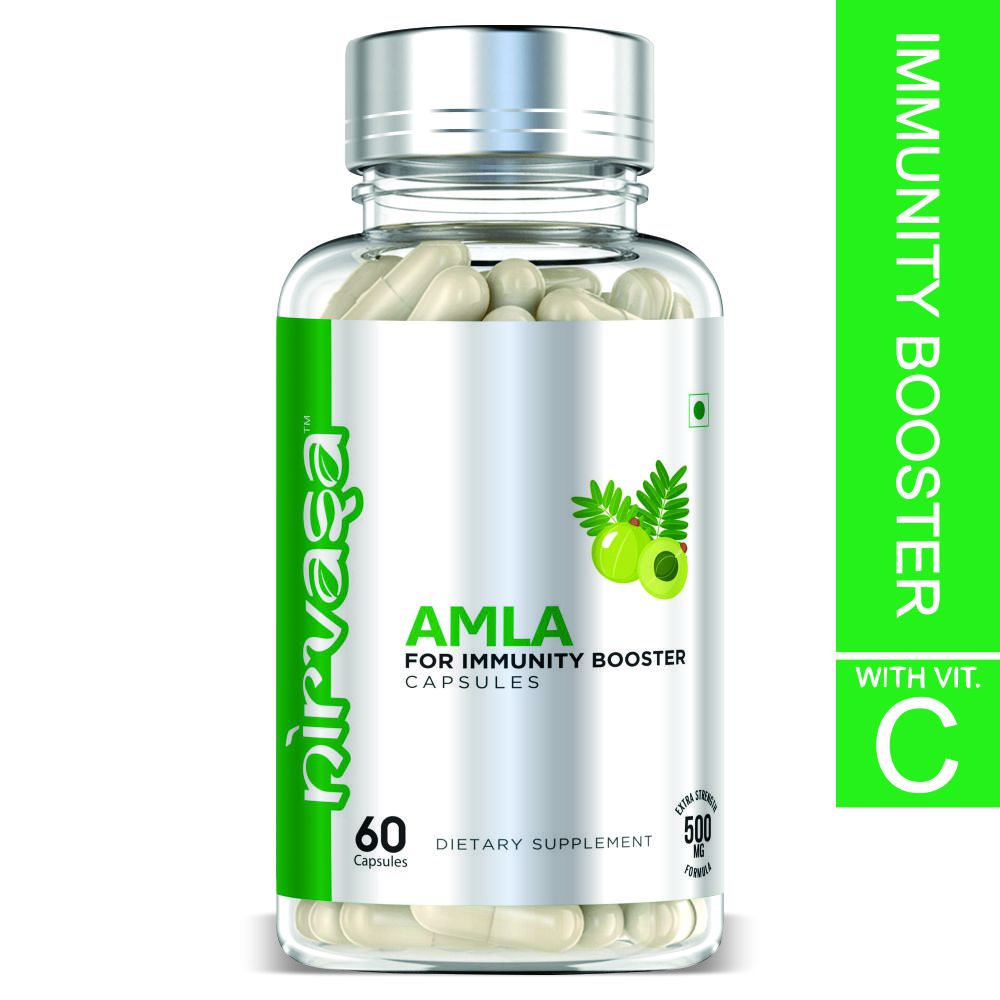 Nirvasa Amla Capsules 500 MG Formula for Immunity with Properties to Improve Hair & Skin Health - 60 Capsules, Pack of 1