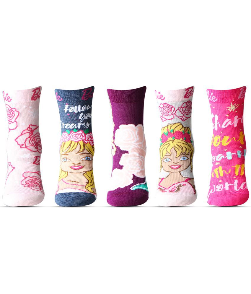     			Bonjour Multicolored Barbie Crew Socks For Girls(3-5Y)