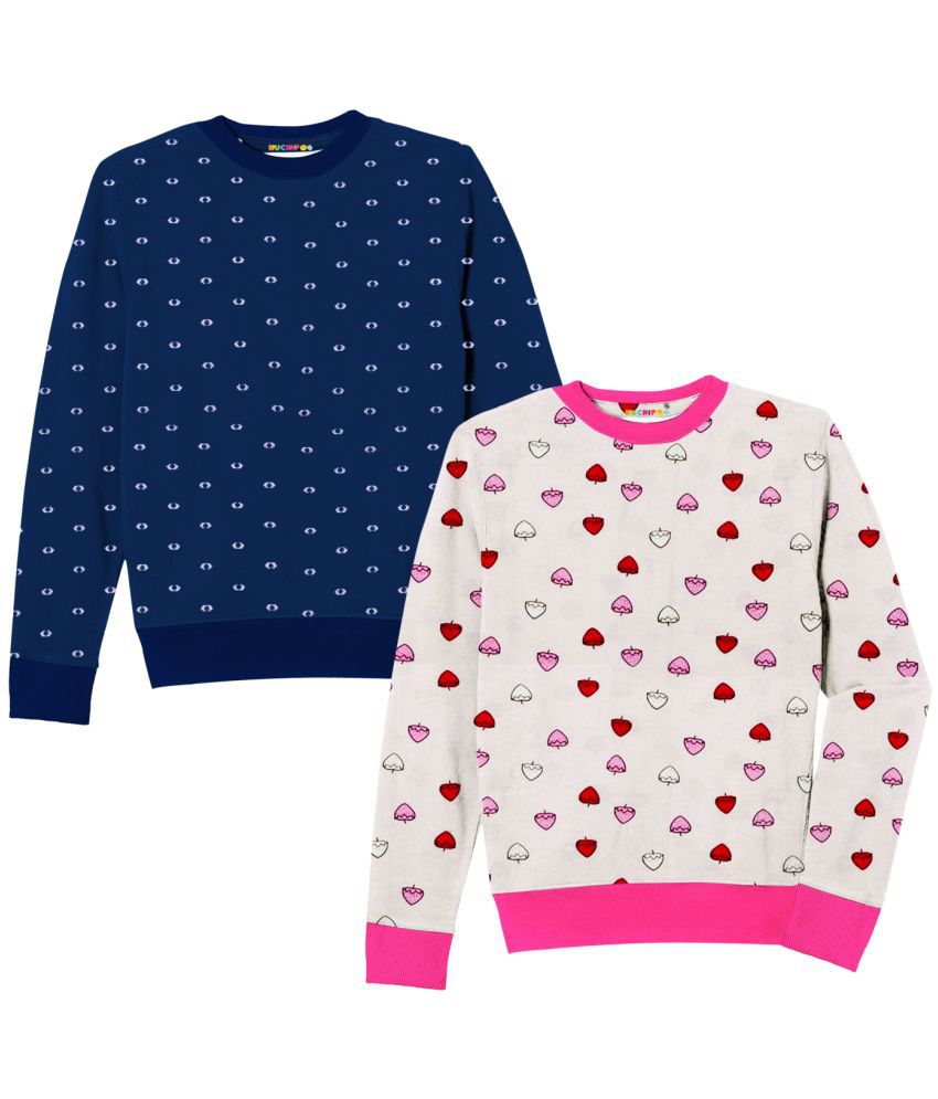     			KUCHIPOO Girls Winterwear Sweatshirts - (KUC-SWT-112; Navy & Pink; 6-7 Years) - Pack of 2