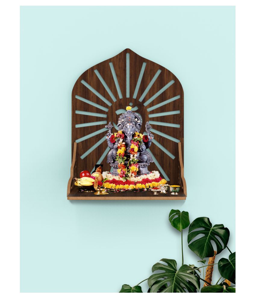     			Home Sparkle Brown Wood Hanging Mandir