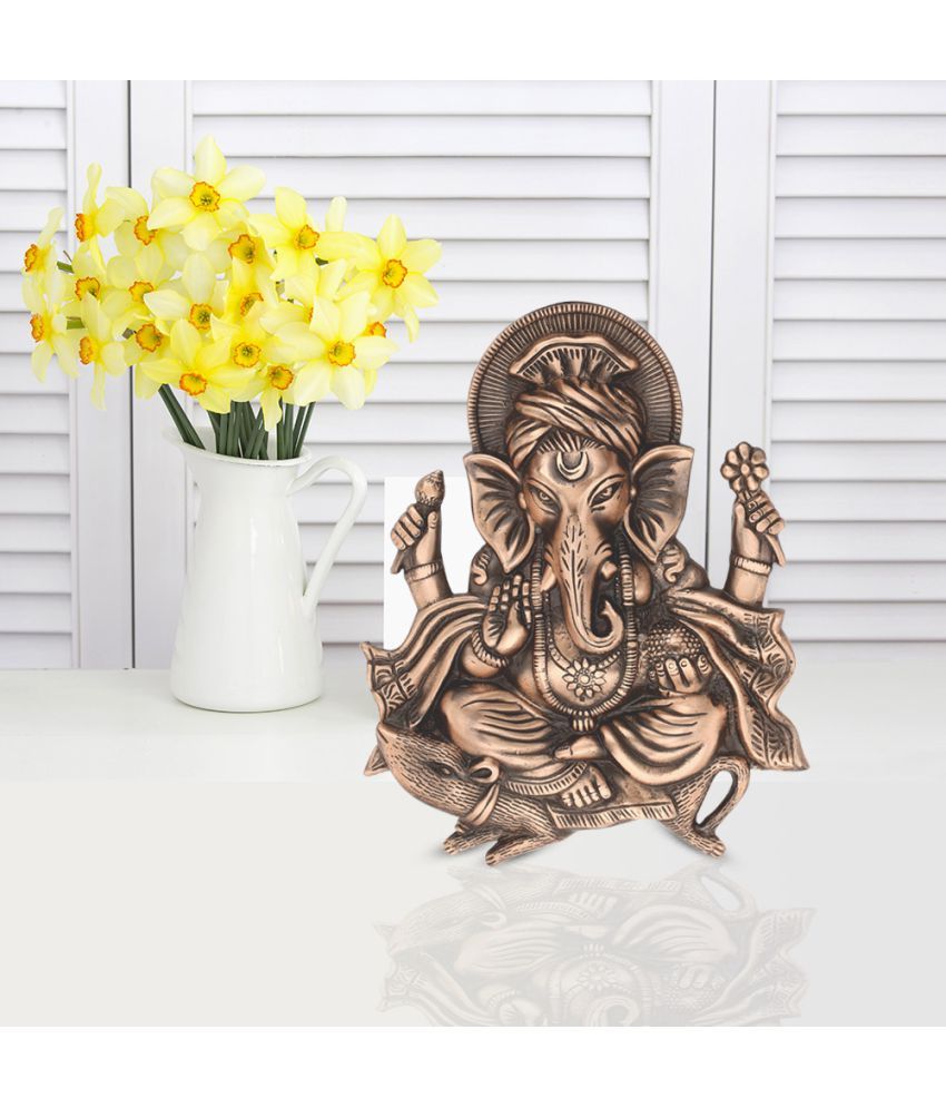 Artsmart Ganpati Wall Hanging Sculpture Copper Ganesha Idol 26 x 21 cms