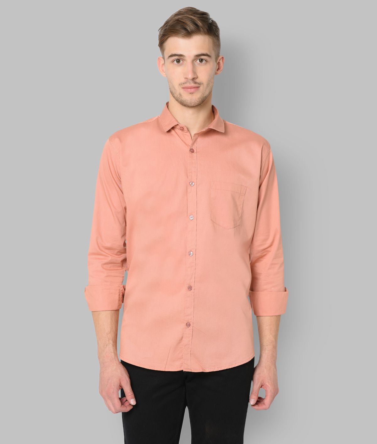     			Studio Nexx - Peach Cotton Slim Fit Men's Casual Shirt ( Pack of 1 )