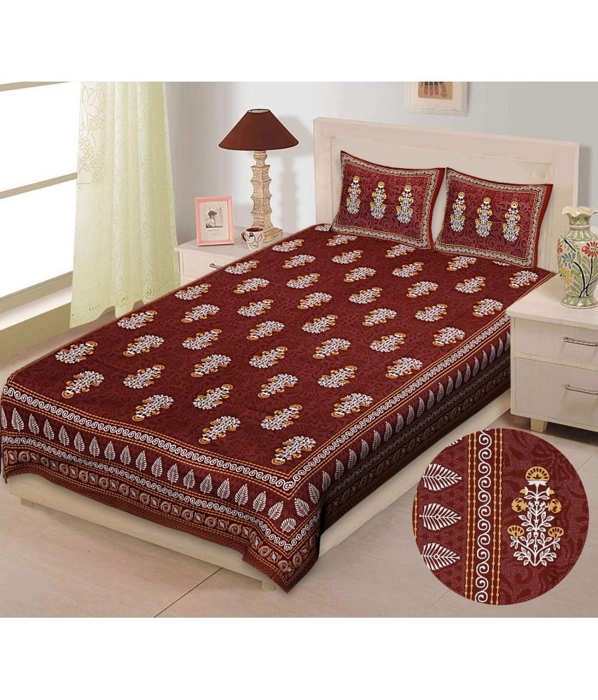     			Loom & Tiles Cotton Single Bedsheet with 2 Pillow Covers ( 254 cm x 177 cm )