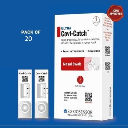     			SD Biosensor Ultra Covi-Catch Rapid antigen-ICMR Approved Covid-19 Test Kit for Home Use (Pack of 20)