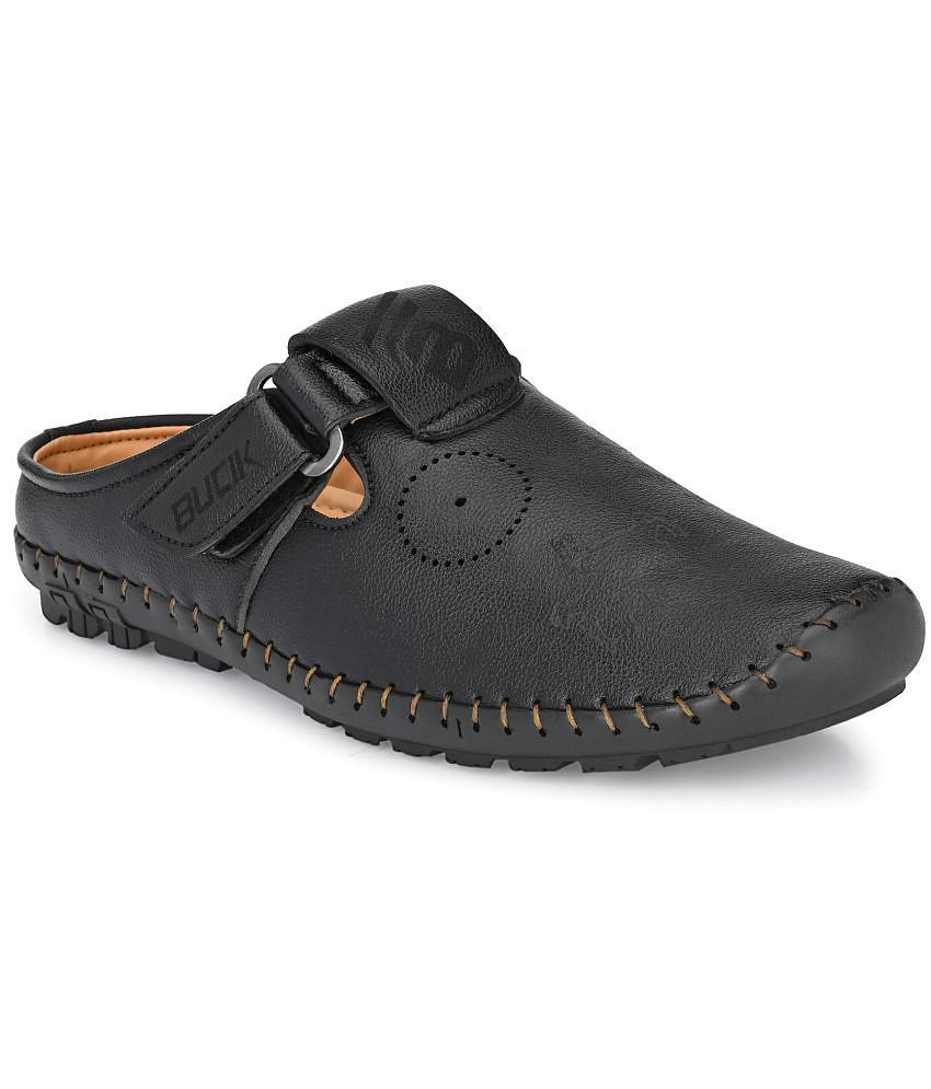 Bucik Black Synthetic Leather Sandals - 8, Black