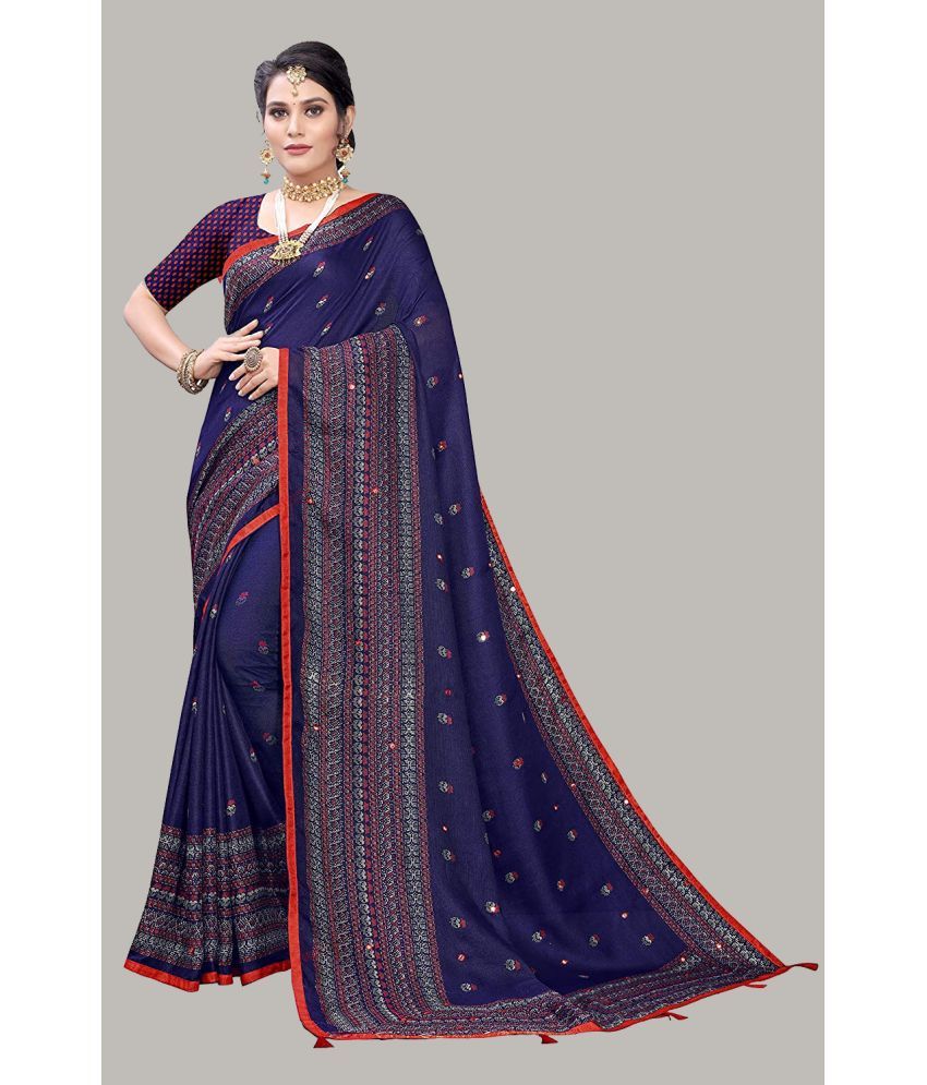     			Bhuwal Fashion LightBLue Jute Saree - Single