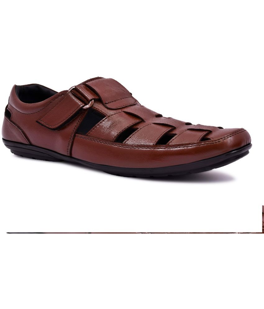     			KATENIA Brown Leather Sandals