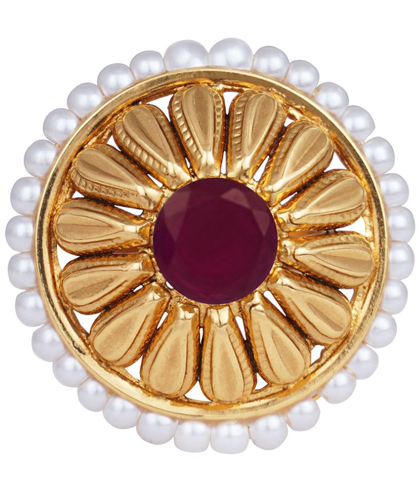 Latest Gold Plated Pearl Studded Stud Earring for Women & Girls.(Red)
