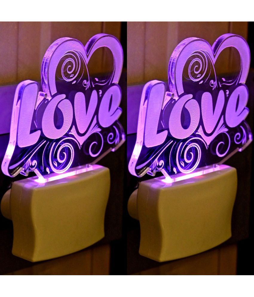     			AFAST 3D Color Changing Plug & Play Valentine Gifting Night Lamp White - Pack of 2