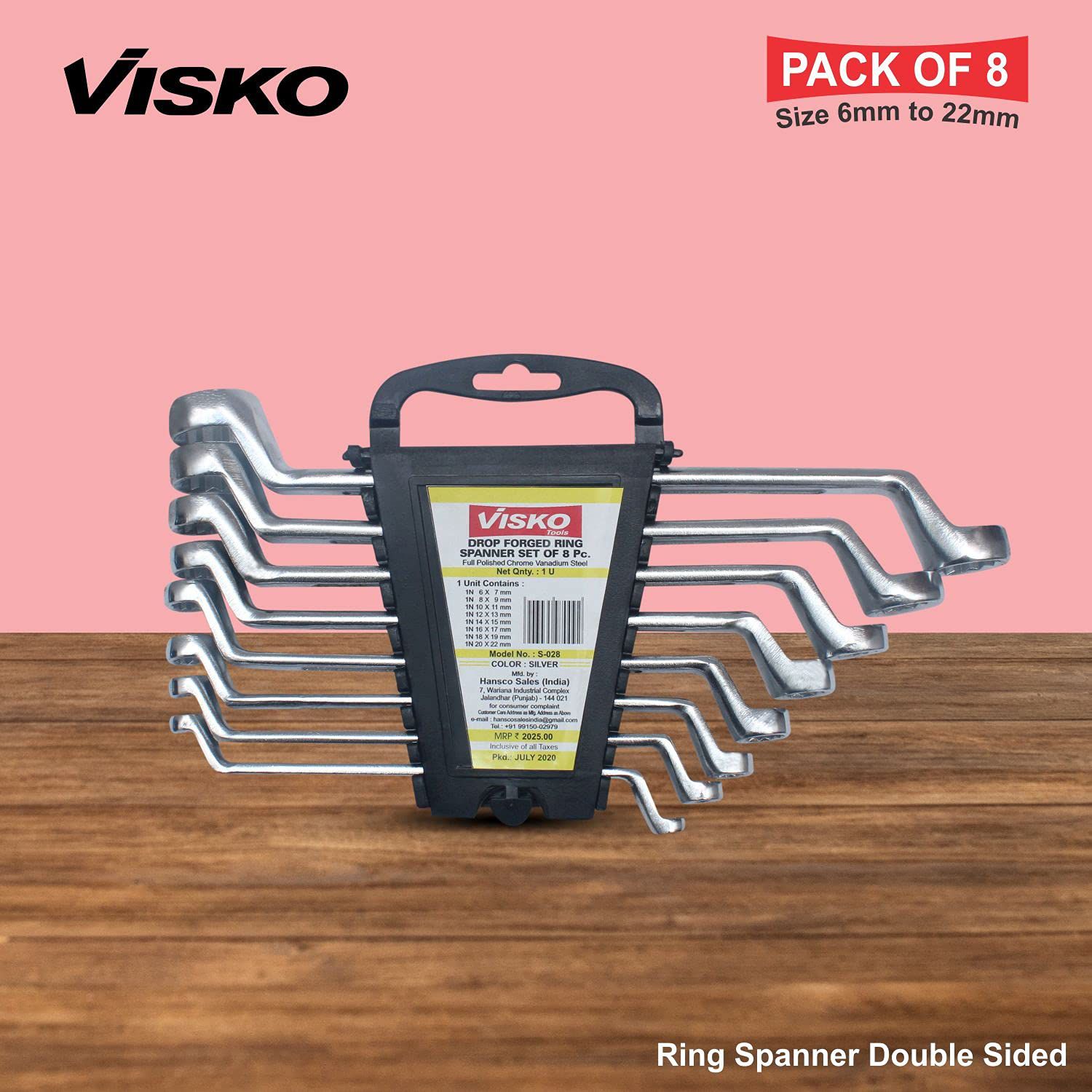     			Visko- S028 Tools Ring Spanner Set (8 Pieces), Silver