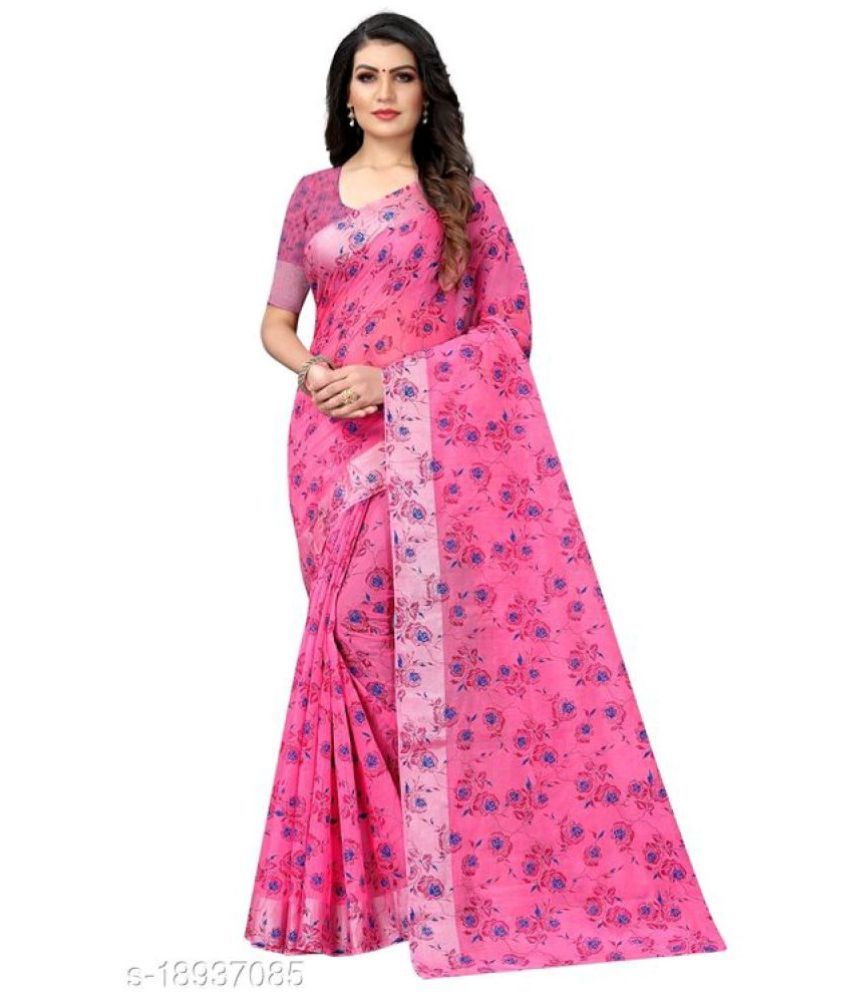     			AARTI SELECTION Pink Cotton Saree -