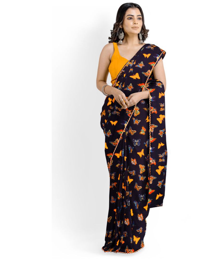     			AARTI SELECTION Yellow Georgette Saree -