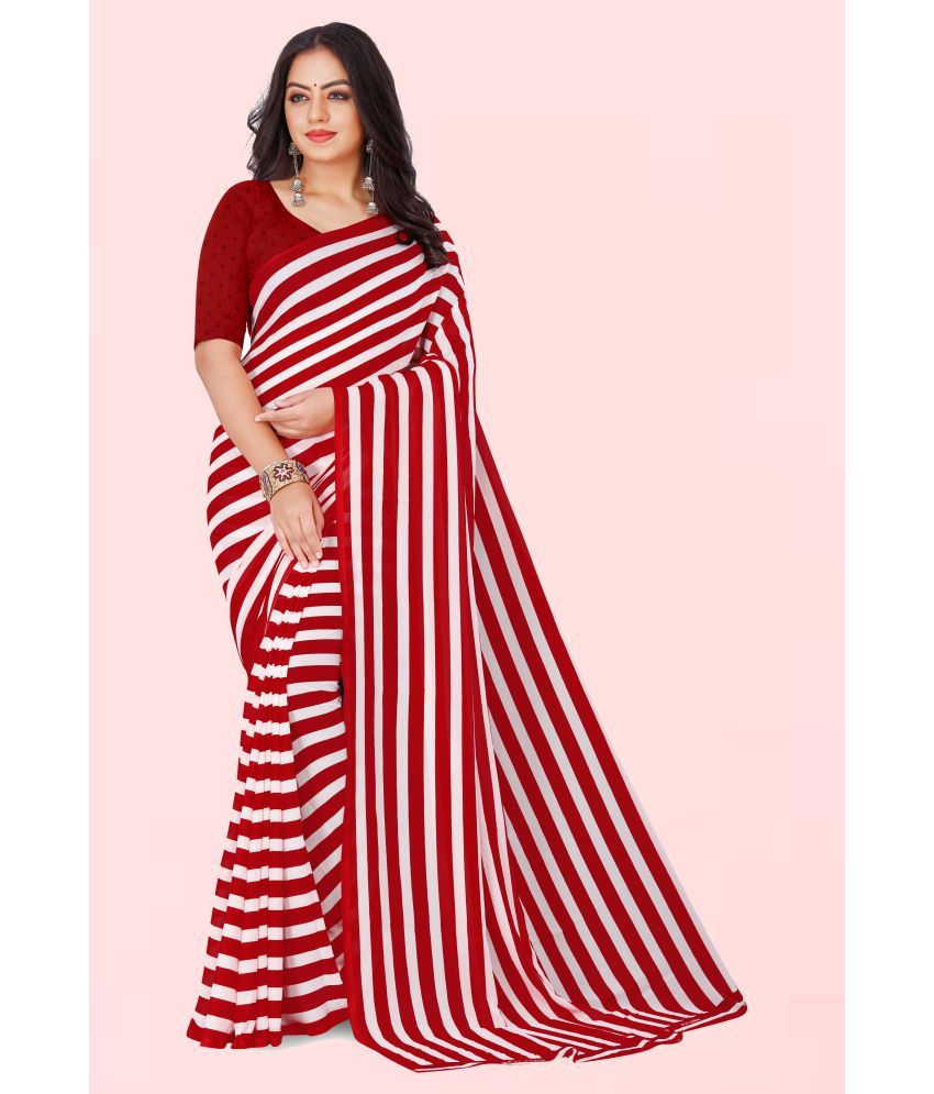     			Kashvi Sarees Red Georgette Saree