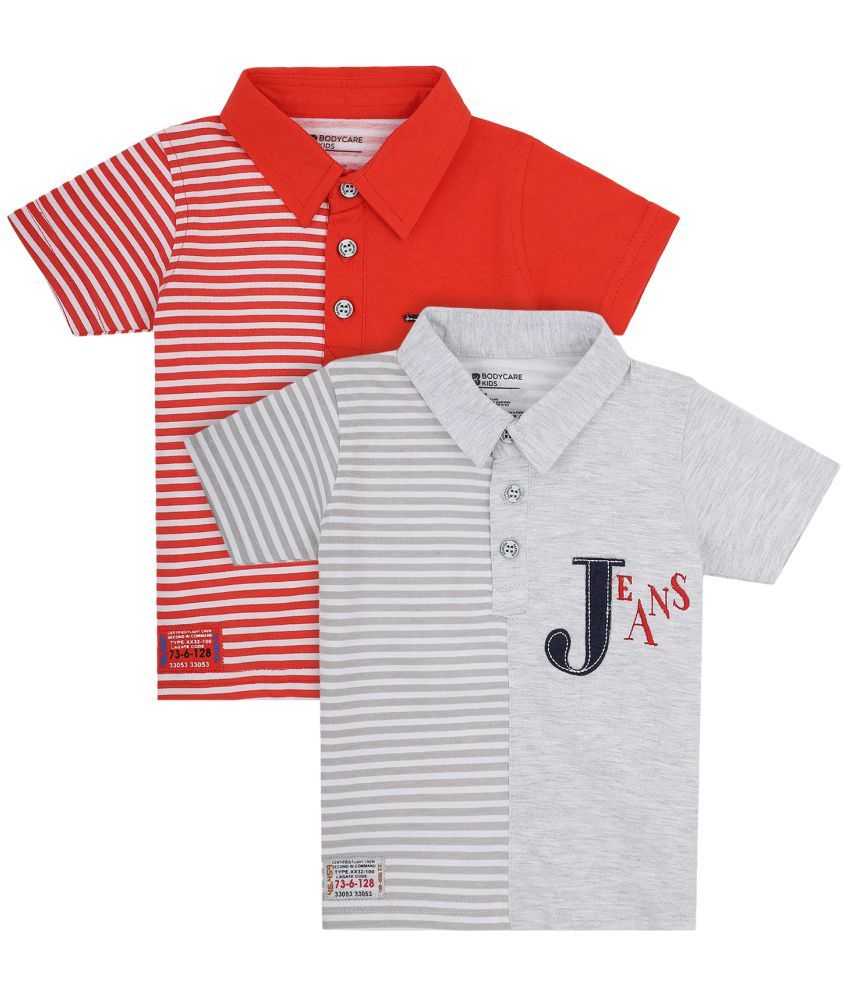     			BOYS TSHIRT ROUND NECK HALF SLEEVES RED & GREY PACK OF 2