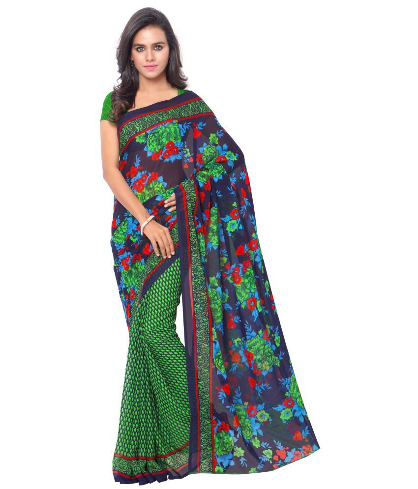     			Kashvi Sarees Blue Georgette Saree