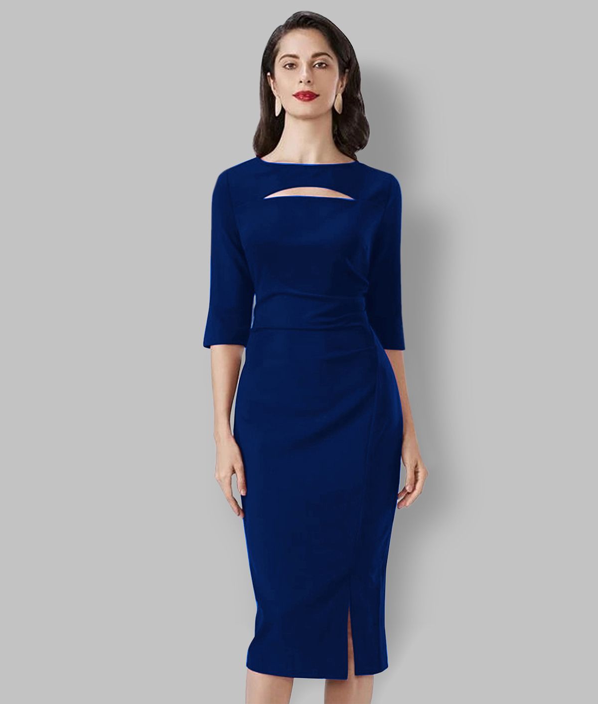     			ALEKYA Polyester Blue Bodycon Dress - Single