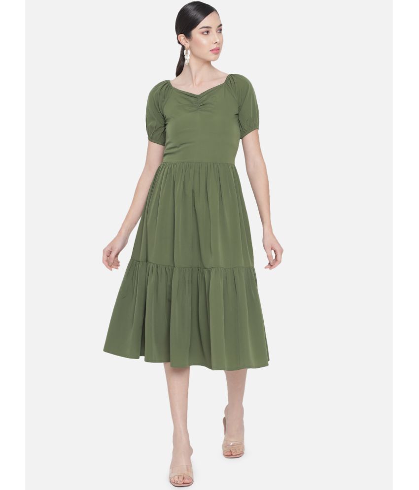     			ALL WAYS YOU Polyester Green Empire Dress - Single