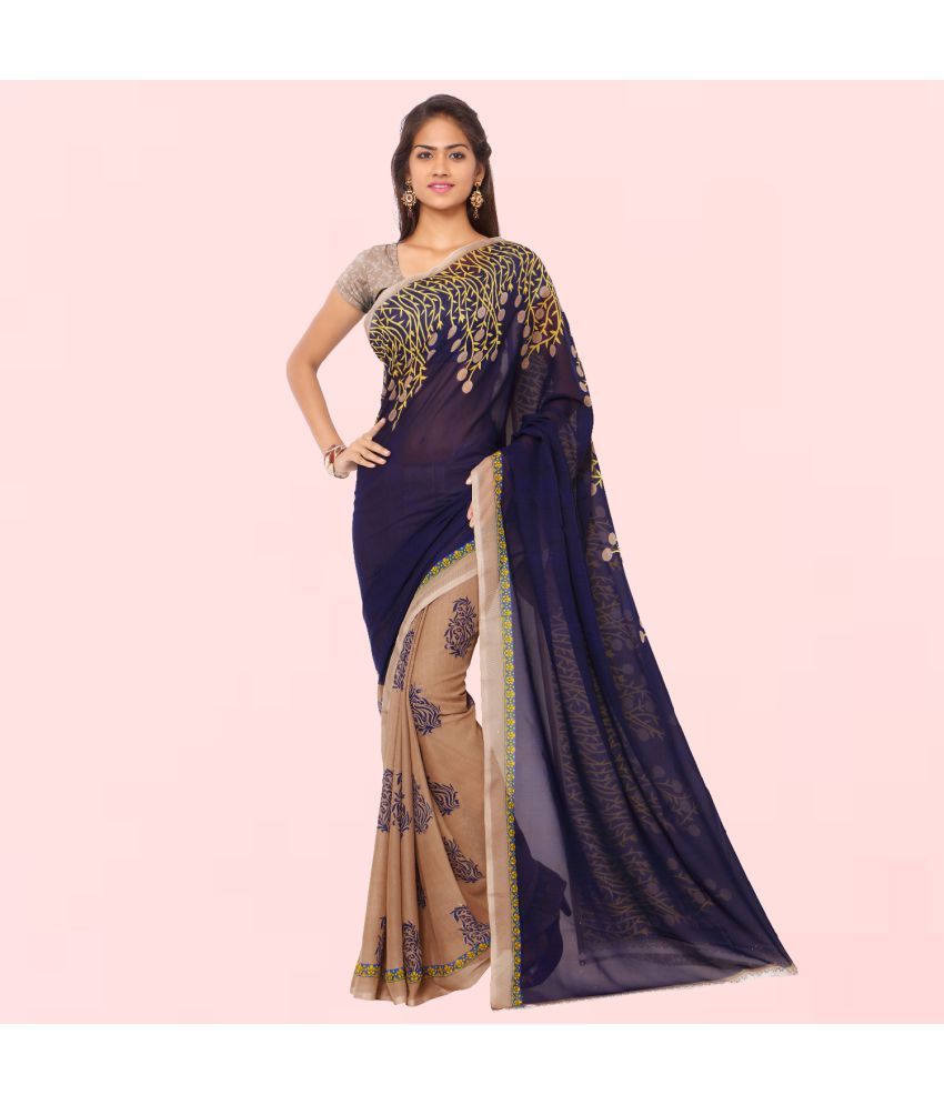     			Kashvi Sarees Blue Georgette Saree