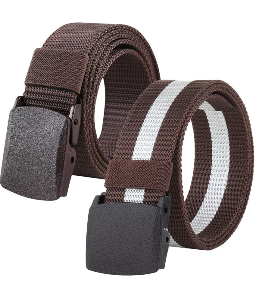     			SUNSHOPPING Brown Nylon Casual Belt Pack of 1