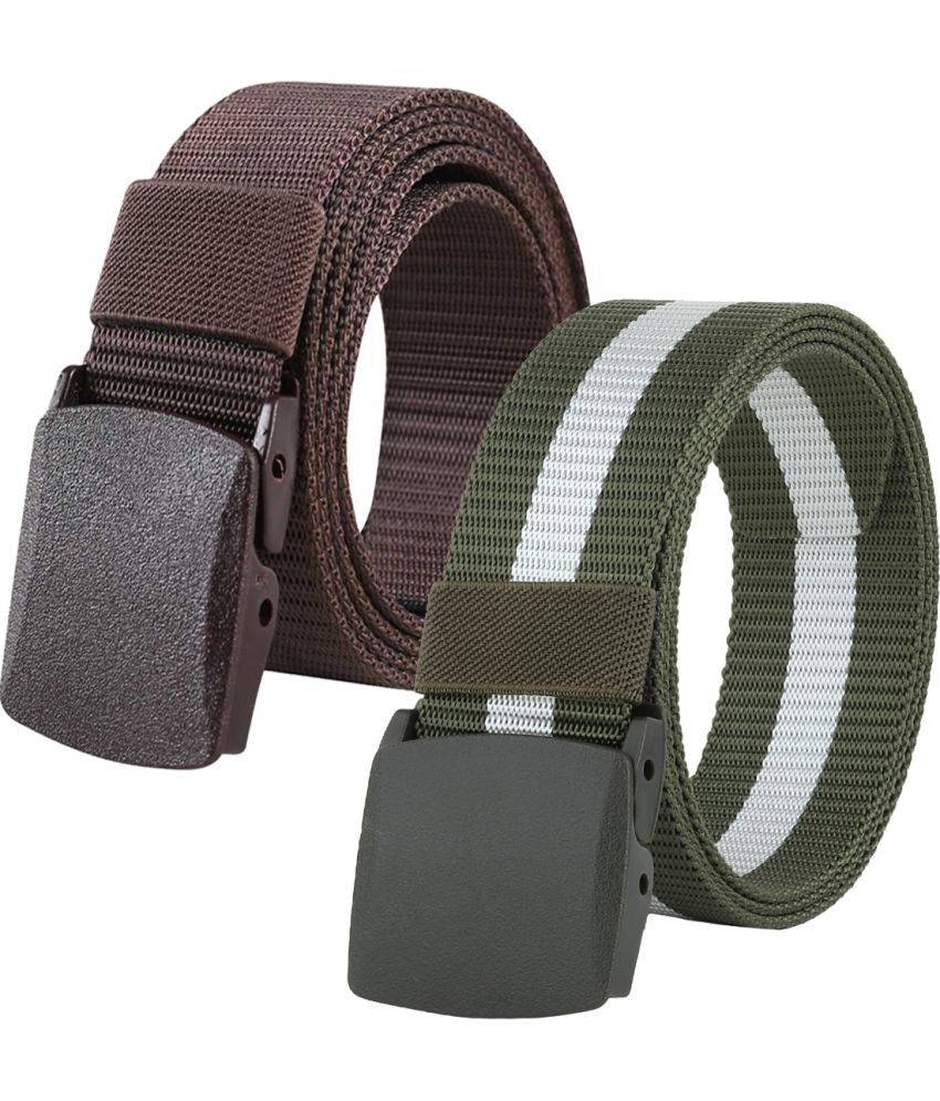     			SUNSHOPPING Multi Nylon Casual Belt Pack of 2