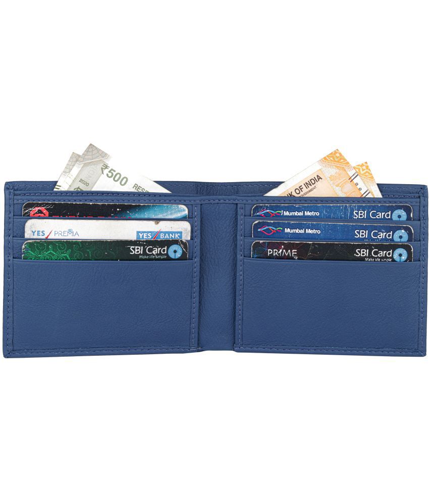     			Tough Blue Leather ATM + Money Slot 6 Slot Card Holder For Men & Women