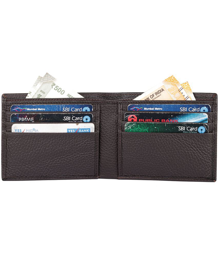     			Tough Brown Leather ATM + Money Slot 6 Slot Card Holder For Men & Women