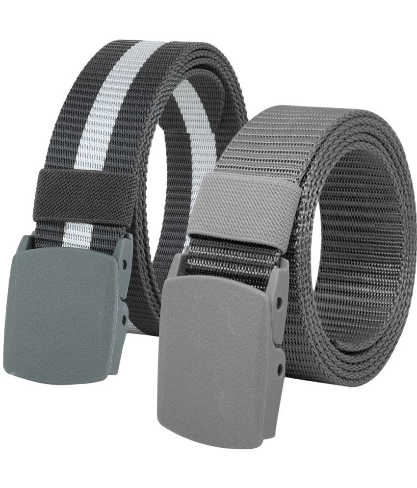     			Loopa Gray Nylon Casual Belt Pack of 2