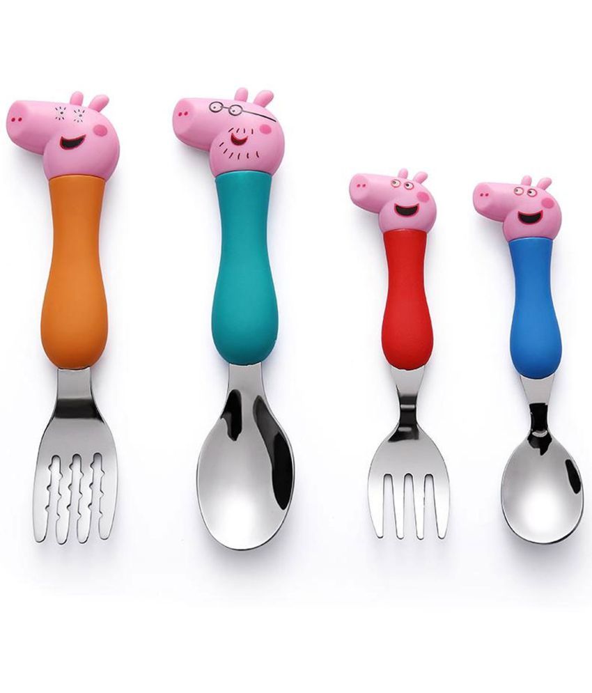 Peppa Pig Kids Spoon Set Plastic Handle | Children Stainless Steel Baby ...