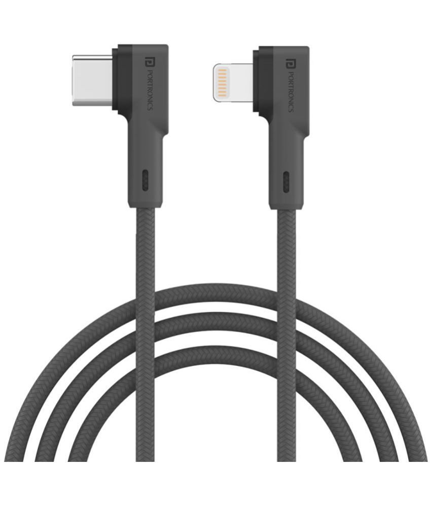     			Portronics Konnect L Type-C to 8 Pin Cable:Type-C to 8 Pin USB PD Cable ,Grey (POR 1438)