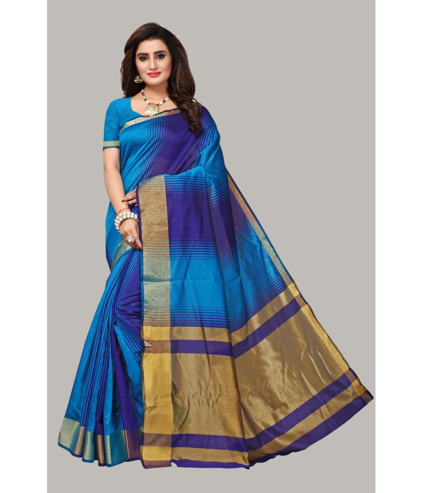     			Bhuwal Fashion SkyBlue Cotton Silk Saree - Single
