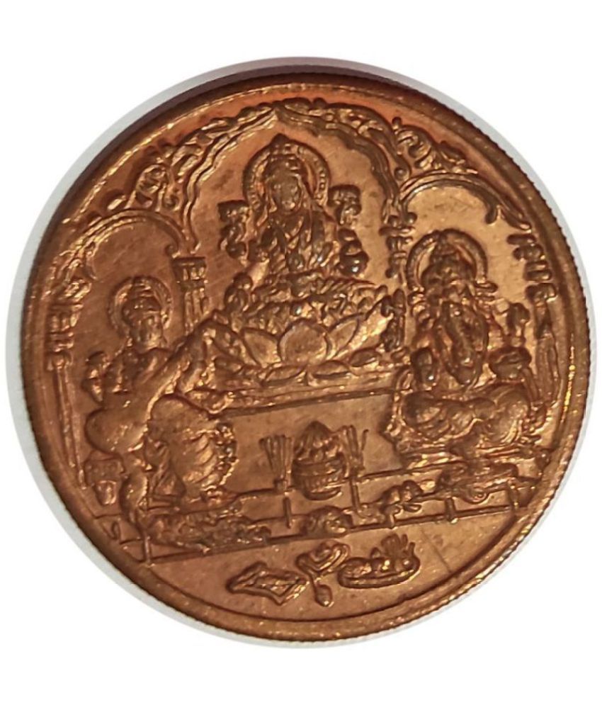     			LORD LAXMI GANESH SARASWATI EAST INDIA COMPANY ANNA 1818 MATA COIN POOJA COIN  (LUCKY COIN) ANTIQUE OLD COIN