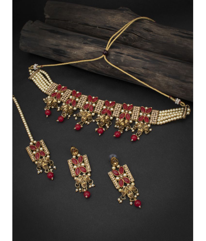     			Sukkhi Alloy Red Traditional Necklaces Set Choker