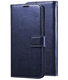 Kosher Traders Blue Flip Cover For Vivo Y20 Original Leather Wallet